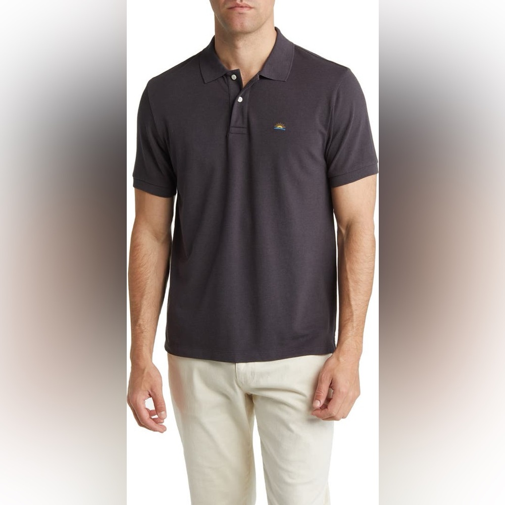 Faherty Sunwashed Piqué Polo Shirt in Dusk Blue - Men’s Size Medium